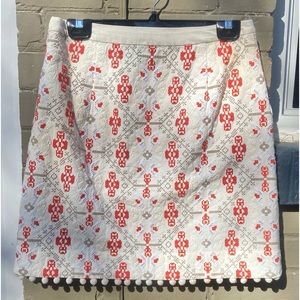 White and Red Embroidered Skirt